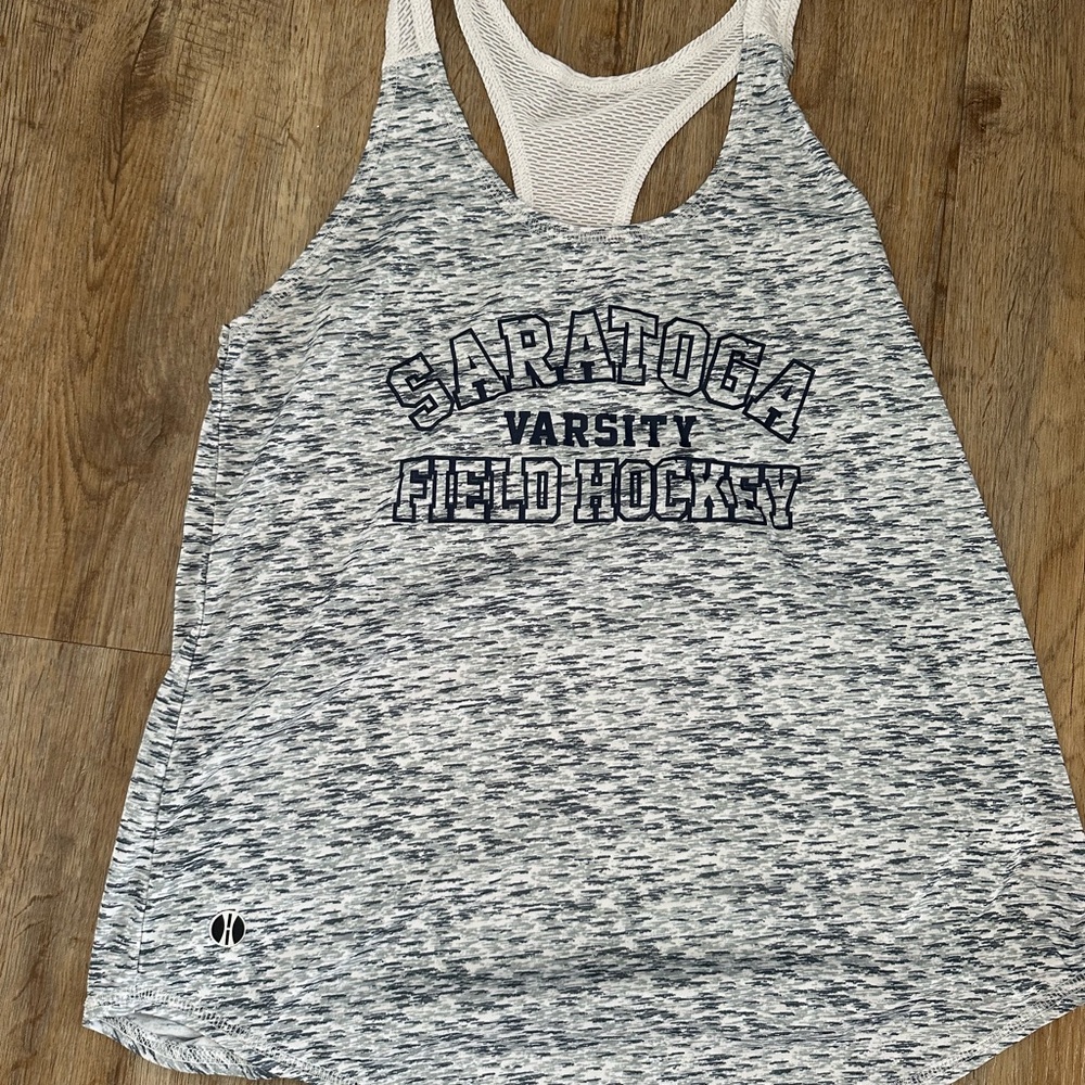 Holloway Relaxed Racerback Tank Top Gray and White, Saratoga Field Hockey